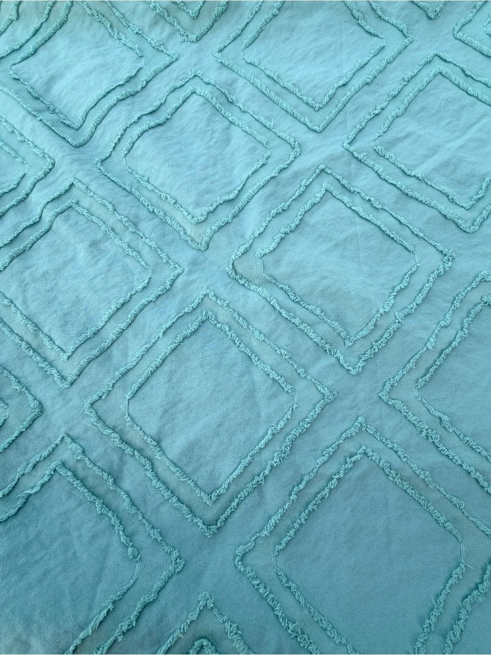 New Set 2 Muted Tiffany Blue Textured Throw Pillow Covers 18x18 Diamond pattern